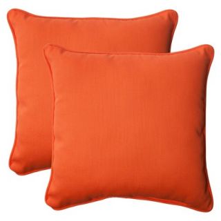 Outdoor 2 Piece Square Toss Pillow Set   Orange Fresco Solid