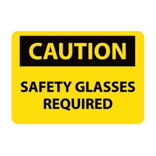 Nmc Osha Compliant Vinyl Caution Signs   14X10   Caution Safety Glasses Required