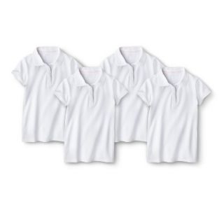 Cherokee Girls School Uniform 4 Pack Short Sleeve Pique Polo   True White M