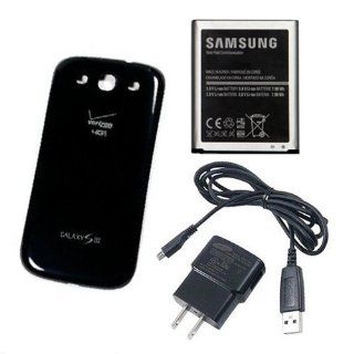 Samsung Galaxy S3 2100 mAh Battery + OEM Micro Home Charger + Black Battery Door Cover Cell Phones & Accessories