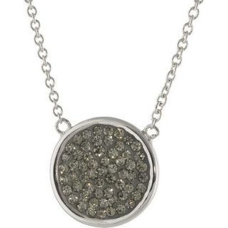 Womens Silver Plated Coin Necklace with Extension and Crystals   Silver/Smokey