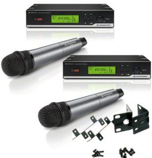 2 Sennhiser XSW 35 Wireless Systems (Frequency 614 638 MHz) with 2 Handheld Dynamic Microphones and Sennheiser Rack Mount Kit Musical Instruments