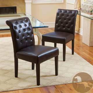 Christopher Knight Home Palermo Leather Tufted Dining Chairs (set Of 2)