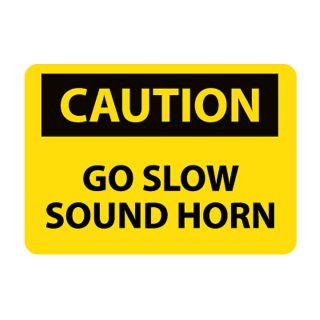 Nmc Osha Compliant Vinyl Caution Signs   14X10   Caution Go Slow Sound Horn