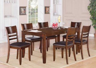 Lynfield 5PC Rectangular Dining Table + 4 Faux Leather Seat Chairs   Dining Room Furniture Sets