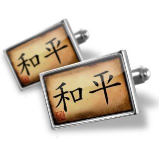 Neonblond Cufflinks "Chinese characters, letter "Peace"   cuff links for man Jewelry