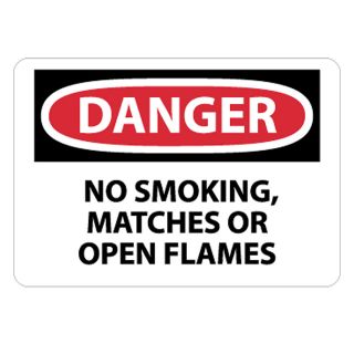 Nmc Osha Compliant Aluminum Danger Signs   14X10   Danger No Smoking Matches Or Open Flames