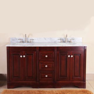 Virtu Austen 61 inch Double sink Vanity Set With Cherry Finish Cherry Size Double Vanities