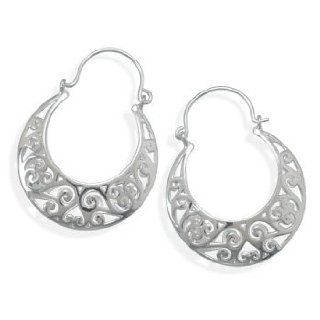 Sterling Silver Ornate Cut Out Horseshoe Shape Earrings Vishal Jewelry Jewelry
