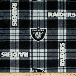 NFL Fleece Oakland Raiders Plaid Black/White Fabric