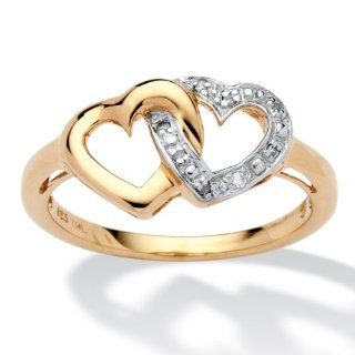 PalmBeach Jewelry Diamond Accent 18k Gold over Sterling Silver Interlocking Heart Ring Jewelry