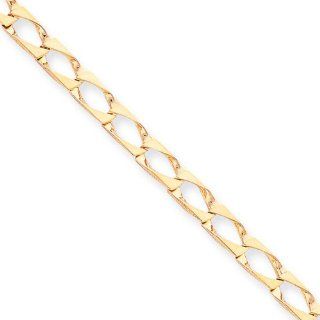 10k Yellow Gold 8in Fancy Men's Link Bracelet. Metal Wt  9.52g Jewelry
