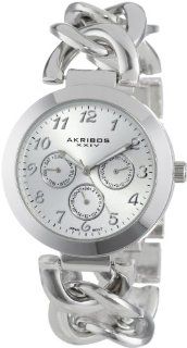 Akribos XXIV Women's AK644SS Ultimate Multi Function Silver Tone Twist Chain Link Bracelet Watch at  Women's Watch store.