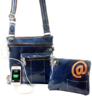 Urban Junket Jen Battery Powered iPad Crossbody Bag (Indigo) Travel Totes Luggage Shoes