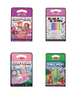 5 Item Bundle Melissa and Doug On the Go Fairy Tale Letters & Numbers, Friends Markers Set, Color By Number, Water Wow Animals Activity Books + Free Sticker Coloring Book Toys & Games