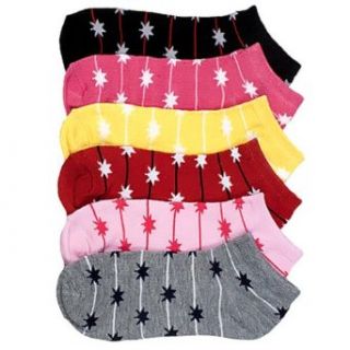 Luxury Divas Fireworks Printed Multi Color Ladies 6 Pack Assorted Ankle Socks