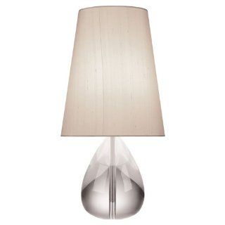Robert Abbey 676 Lamps with Oyster Grey Silk Dupioni Shades, Lead Crystal/Polished Nickel Finish   Table Lamps  