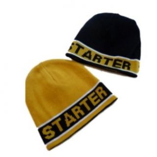 Starter Mens Reversible Yellow Black Beanie Starter Stocking Cap Hat Clothing