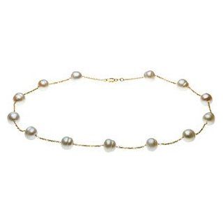 Clevereve's 14K Yellow Gold 09.00 11.00 mm White Freshwater Circle Pearl Station Bracelet  CleverEve Jewelry