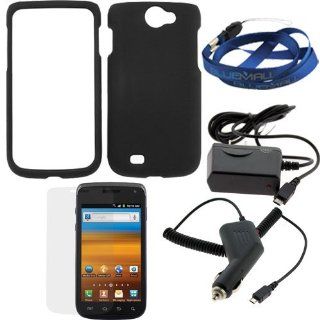 GTMax Black Snap on Rubberized Hard Cover Case + Clear LCD Screen Protector + Car Charger + Home Travel Charger for T Mobile Samsung Exhibit II 4G SGH T679 ( Package include a Neck Strap ) Cell Phones & Accessories