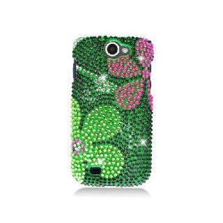 Samsung Galaxy Exhibit 4G T679 SGH T679 Bling Gem Jeweled Jewel Crystal Diamond Green Flower Cover Case Cell Phones & Accessories