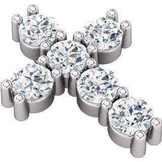 14K White Gold   Diamond Cross Pendant Jewelry