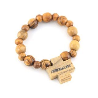Holy Land Handmade Religious Olive Wood 8/12mm Beads Rosary Bracelet on Elastic Band Unique Rosary Jewelry
