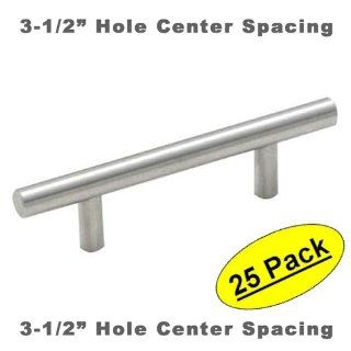 Cosmas 305 3.5SN Satin Nickel Cabinet Hardware Euro Style Bar Handle Pull   3 1/2" Hole Centers, 5 7/8" Overall Length   25 Pack   Cabinet And Furniture Pulls  