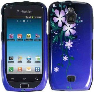Blue Flower Hard Cover Case for Samsung Exhibit 4G SGH T759 Cell Phones & Accessories