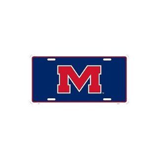 Ole Miss M NCAA Tin License Plate   Automotive License Plate Frames
