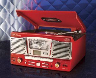 Nostalgia Electrics TCD 682ERED Retro Series Turntable Radio CD  Player w/USB Electronics