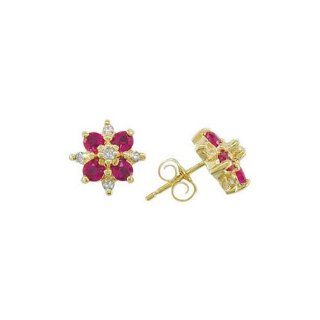 Ruby & Diamond Earrings Stud Earrings Jewelry