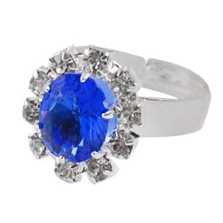 Ladies Rhinestone Silver Tone Finger Ring US 6 1/4 Jewelry