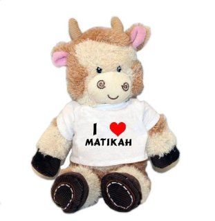 Plush Cow toy with Matikah t shirt (first name/surname/nickname) Toys & Games