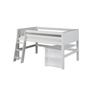 Twin Low Loft Bed with Retractable Desk