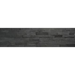 Faber Coal Ledge Stone Split Face Wall Cladding 24 x 6 Tile in Black