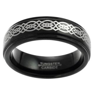 Daxx Mens Tungsten Enamel Engraved Celtic Knot Band Ring