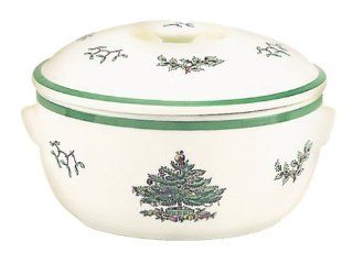Spode Christmas Tree Round Covered Deep Dish Casserole Kitchen & Dining