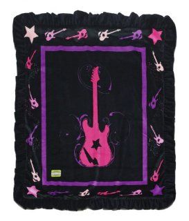 Kivelli Baby Plush Rockstar Minky Blanket (Rockstar Girl  Pink Guitar)  Nursery Receiving Blankets  Baby