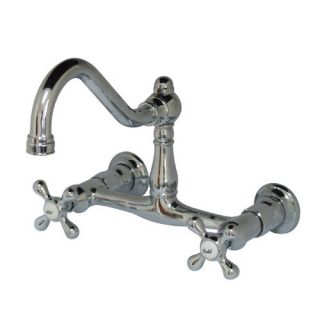 Wall Mounted Sink Faucet with Double Metal Cross Handles