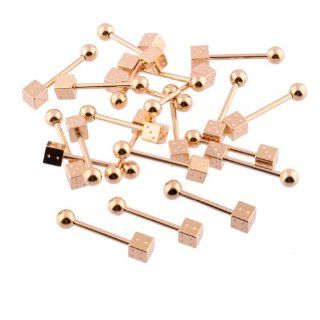 Low Price Body Piercing Jewelry Lots of 10pcs 14G 5/8" Stainless Steel Gold Titanium Anodized Straight Barbell with Dice 5mm Jewelry