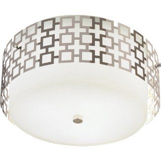 Robert Abbey S664 Flush Mounts with Frosted White Cased Glass and Metal Outer Shades, Polished Nickel Finish   Flush Mount Ceiling Light Fixtures  