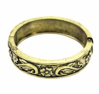 Style&co. Hinge Bracelet, Antique Brass Tone with Embossed Floral Detail Bangle Bracelet Style&co. Jewelry