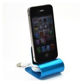 Case Star Blue Aluminum Desktop Charging Dock Stand Cradle for Apple iPhone 4 4S iPod with Case Star Velvet Bag Computers & Accessories