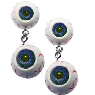 Kreepsville 666 Horror Gothic   Blue Eyeball Earrings Clothing