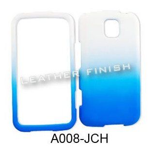 ACCESSORY HARD RUBBERIZED CASE COVER FOR LG OPTIMUS M / OPTIMUS C MS 690 TWO TONES WHITE BLUE Cell Phones & Accessories