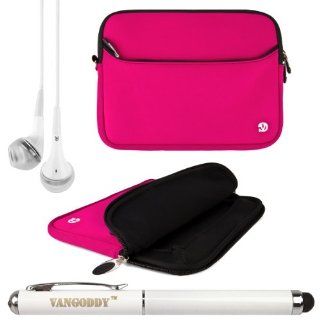 VanGoddy Neoprene Sleeve for Asus MeMo Pad FHD 10 / Smart 10 Tablet + Laser Stylus Pen + White Headphones (Magenta) Computers & Accessories