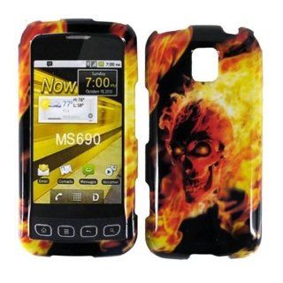 Compatible with LG Optimus M MS690 Design Cover   Fire Skull Cell Phones & Accessories