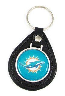 Miami Dolphins Premium Leather Keychain  Sports Related Key Chains  Sports & Outdoors