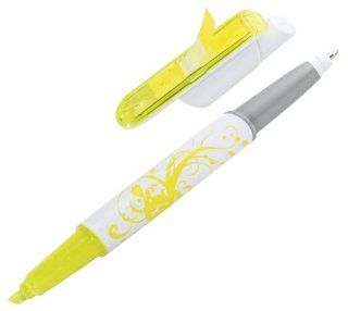 Post it Flags Highlighter Pen, One Yellow Highlighter and Black Ballpoint Pen Combo loaded with 50 Flags (691 YEL) 